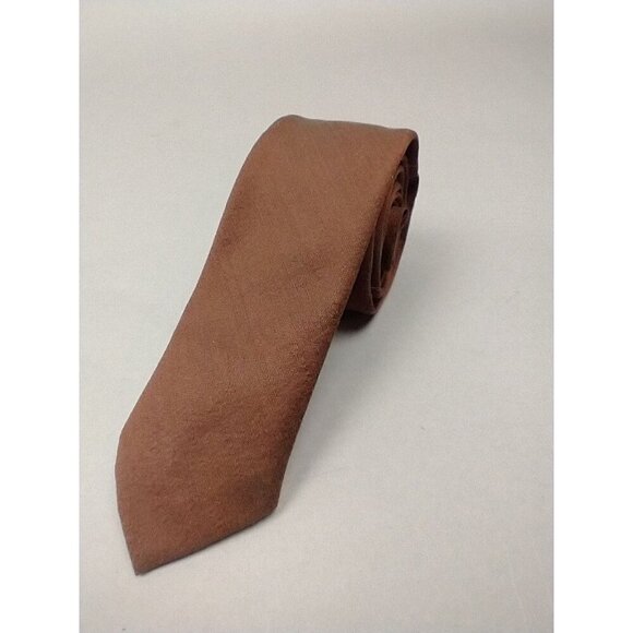 Vintage 60's/70's Sears Brown Textured Design Wool Blend Skinny Neck Tie - Picture 1 of 7